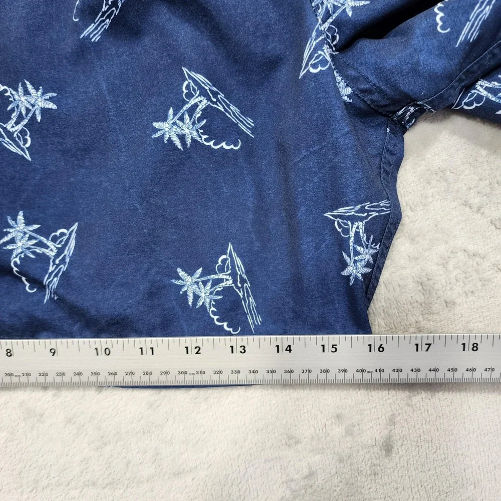 Sand N Sun Swim Trunks Mens 2XL Blue Palm Tree Hawaiian Lined Elastic Waist Surf